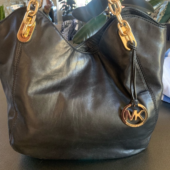 MICHAEL Michael Kors Black Leather Fulton Large Tote Bag - Picture 2 of 5
